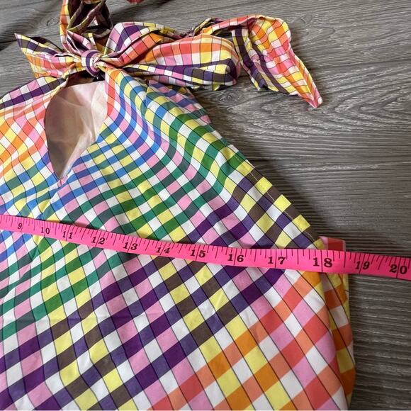 J. Crew Tie Neck Dress Multi Color Plaid sz 6 - Picture 9 of 11